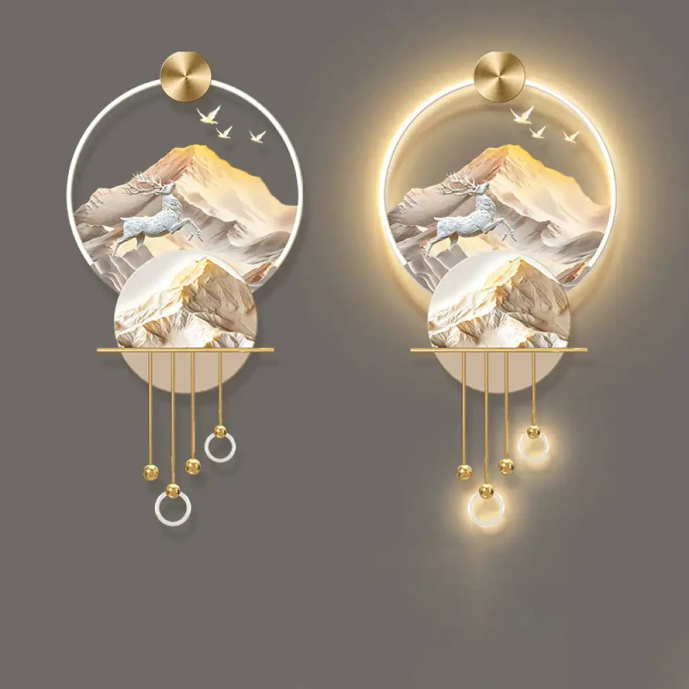 Dlight Decor Elk Mural LED Wall Light Pendant A / Dimmable warm light / 80X160CM Wall Art