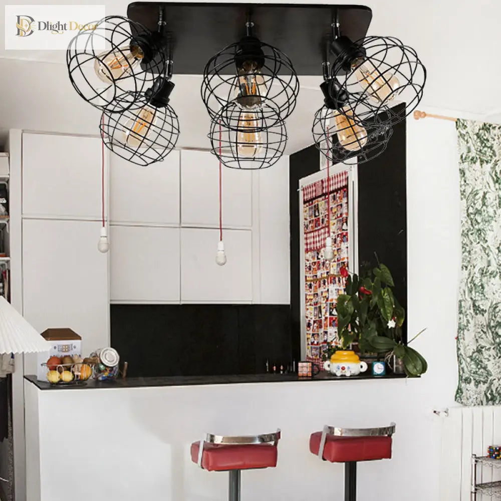 Embrace Industrial Charm And Ample Illumination: The Global Cage Semi - Flush Ceiling Light Fixtures