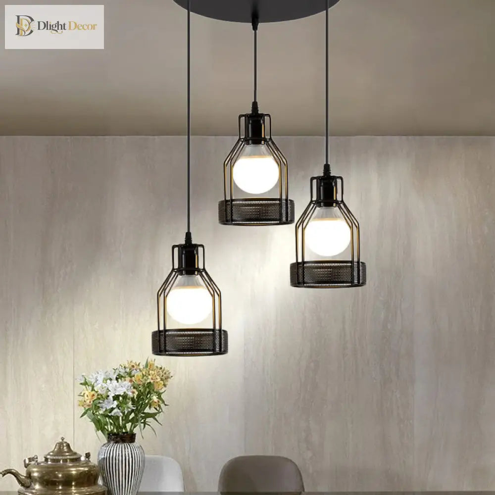 Embrace Industrial Charm And Ample Illumination: The Iron Bottle Frame Cluster Pendant Lighting