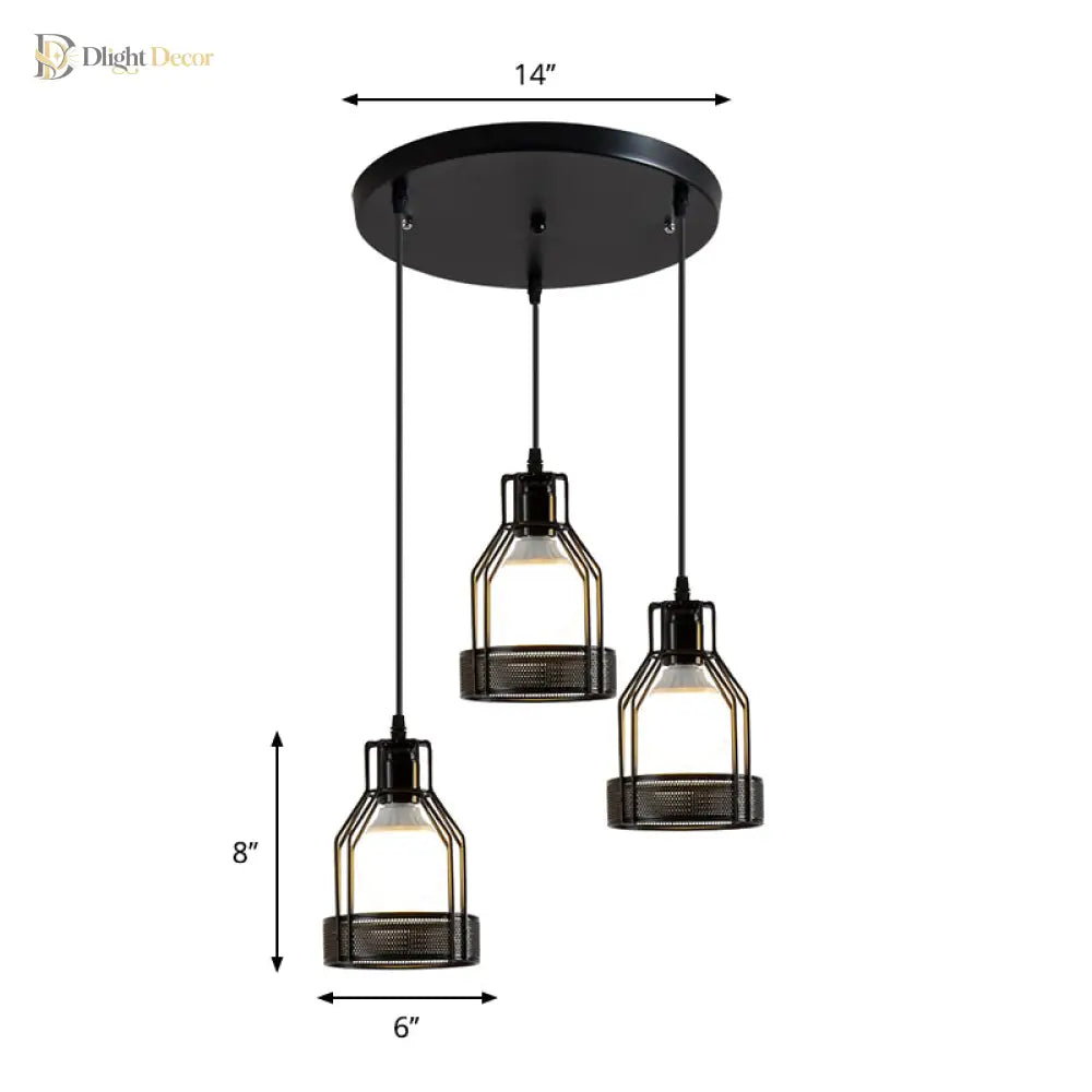 Embrace Industrial Charm And Ample Illumination: The Iron Bottle Frame Cluster Pendant Lighting
