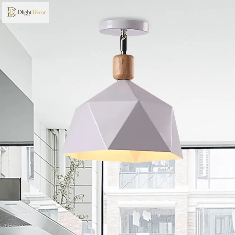 Emma’s Modern Adjustable Macaron Hexagon Ceiling Light - Elevate Your Space With Gray White And