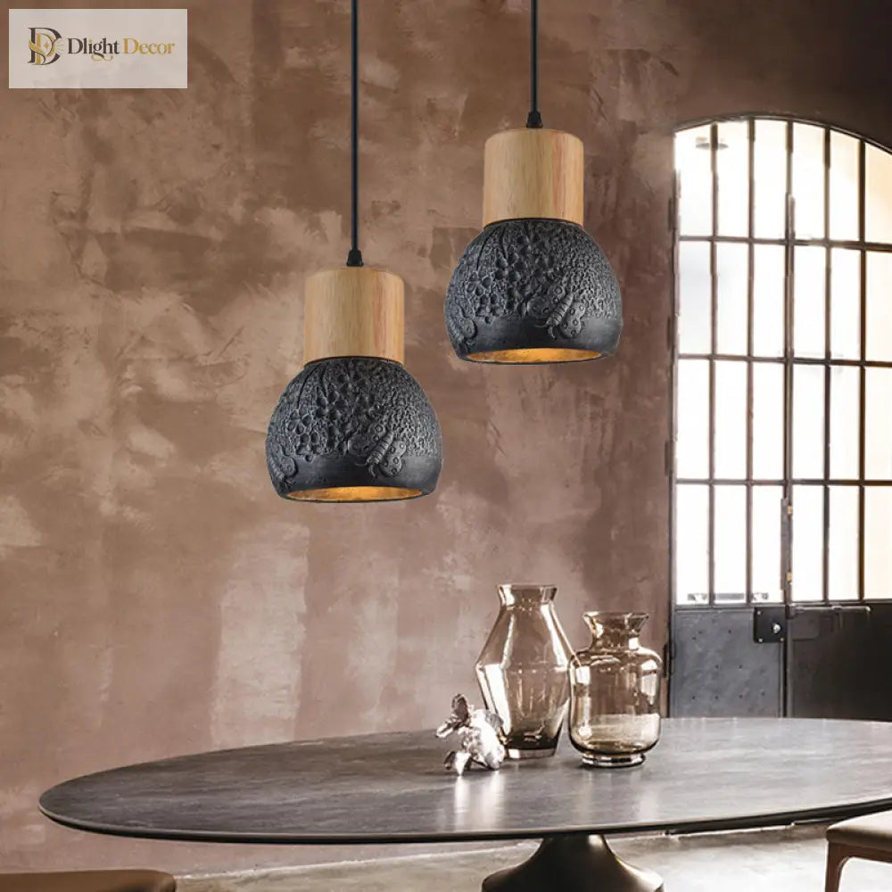 Enrich Your Space With Industrial Charm And Natural Beauty: The Cement Ceiling Light Wood Dome