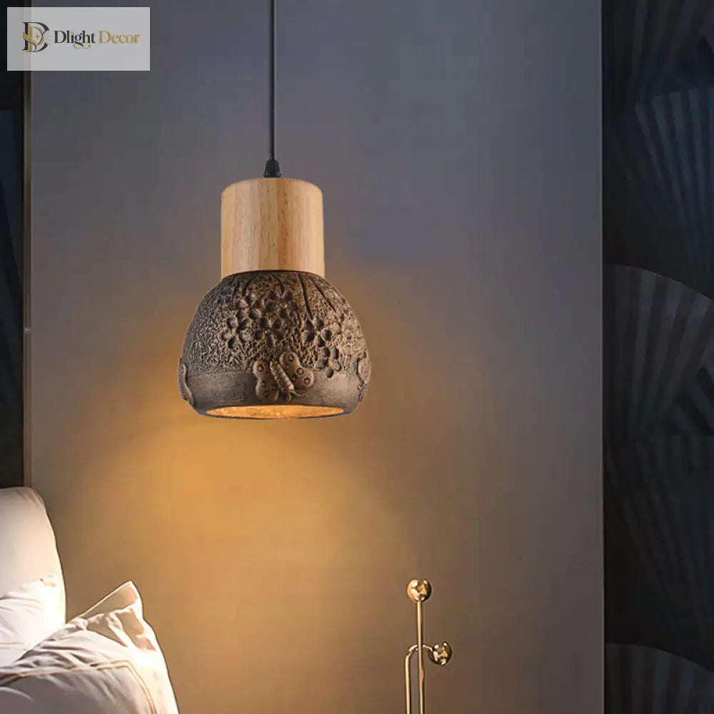 Enrich Your Space With Industrial Charm And Natural Beauty: The Cement Ceiling Light Wood Dome