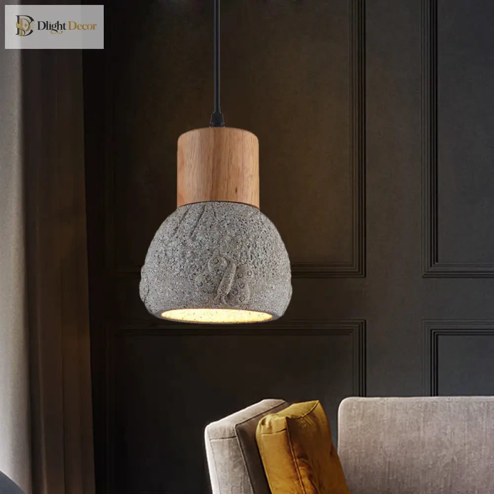Enrich Your Space With Industrial Charm And Natural Beauty: The Cement Ceiling Light Wood Dome