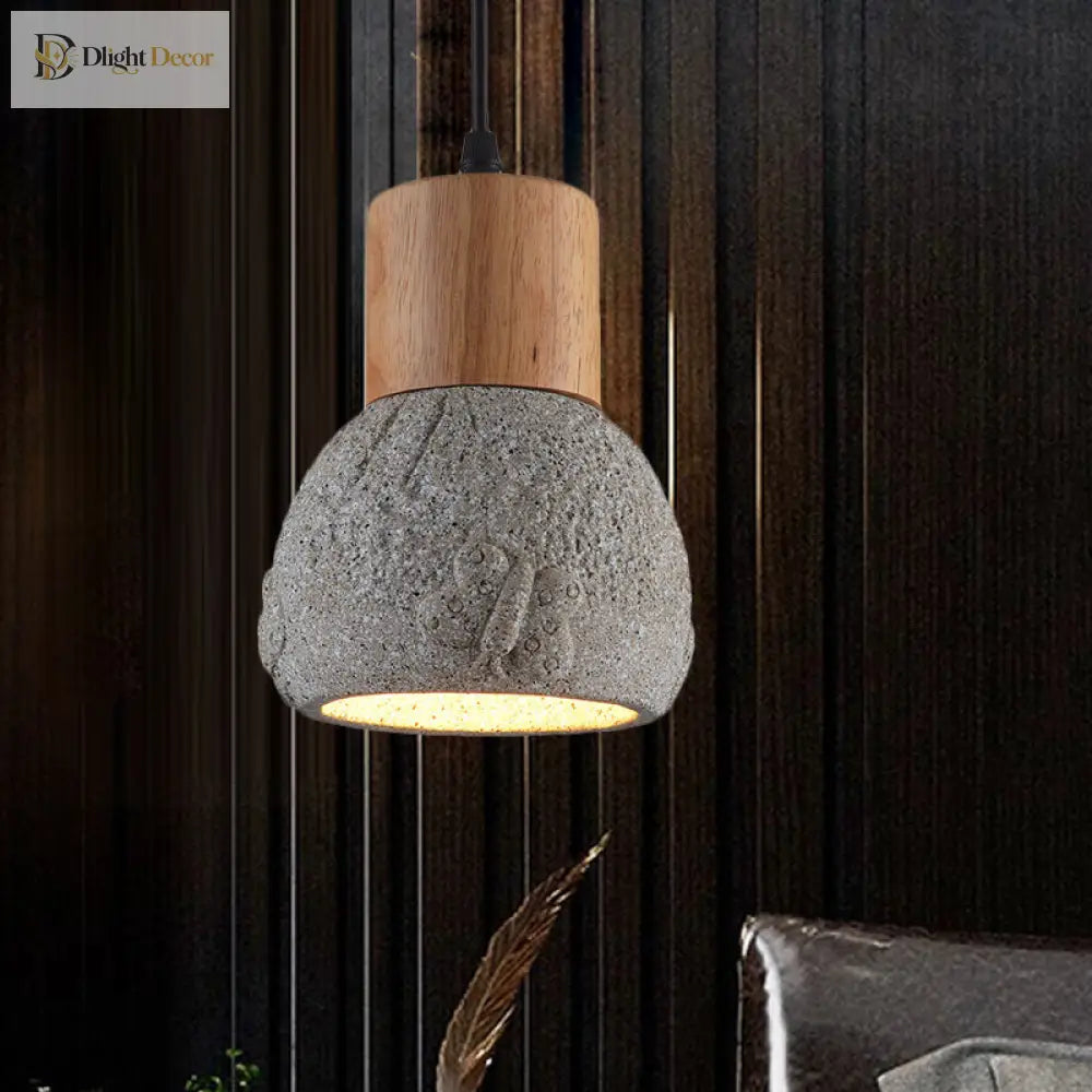 Enrich Your Space With Industrial Charm And Natural Beauty: The Cement Ceiling Light Wood Dome