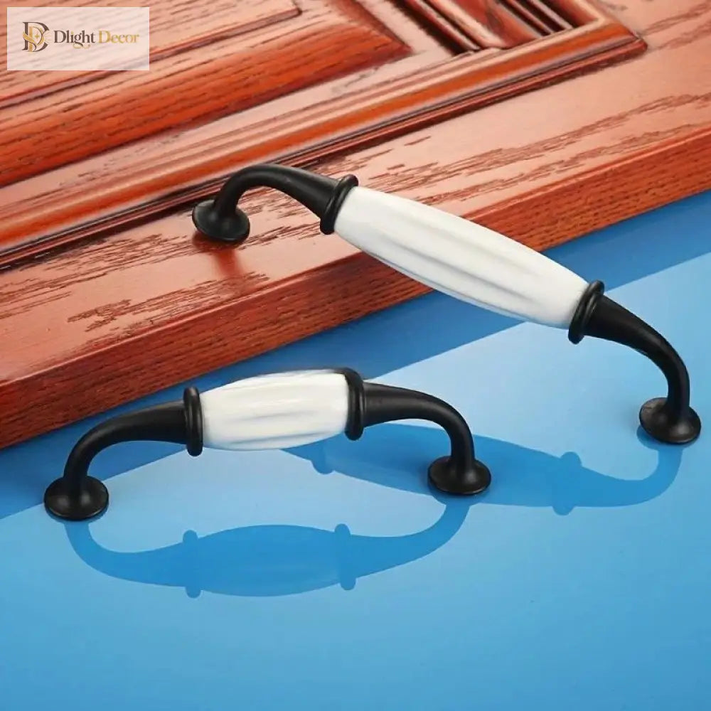 European Ceramic Cabinet Handles – Black and White Wardrobe Drawer Pulls for Kitchen and Furniture Handles