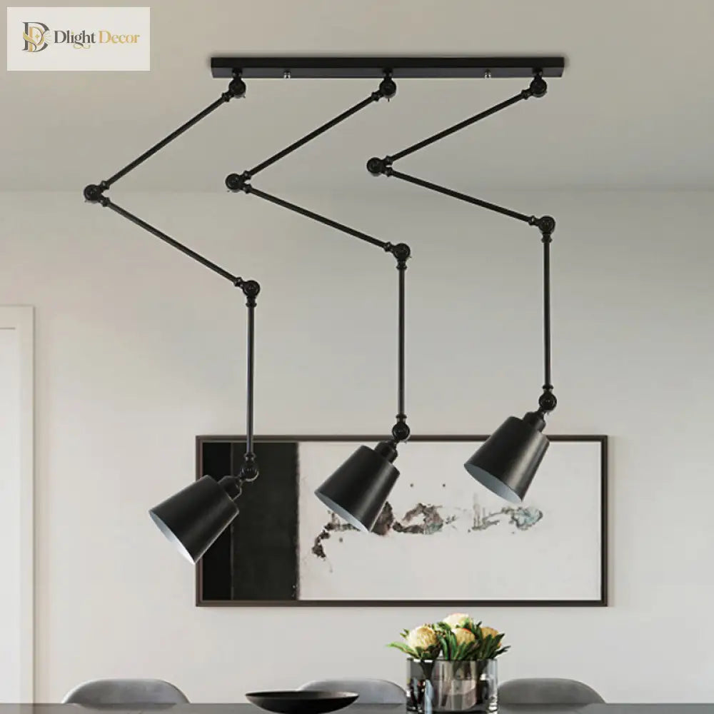 Evelyn’s Adjustable 3 - Light Green & Black Pendant Lamp: A Touch Of Modern Elegance