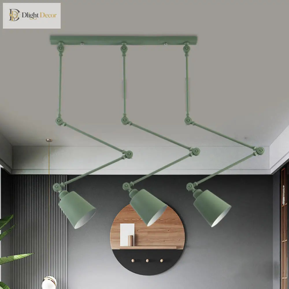 Evelyn’s Adjustable 3 - Light Green & Black Pendant Lamp: A Touch Of Modern Elegance