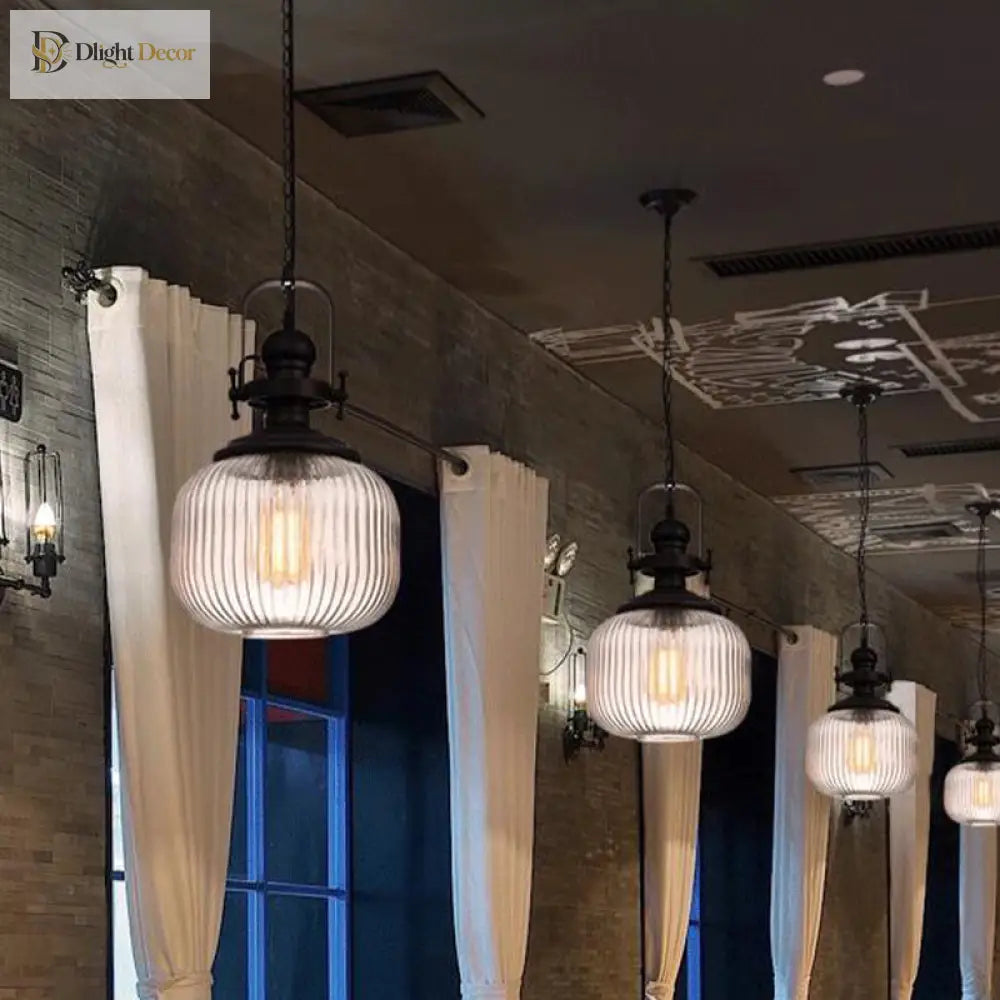 Evelyn’s Enchanting Embrace - Ribbed Glass Pendant Lamp