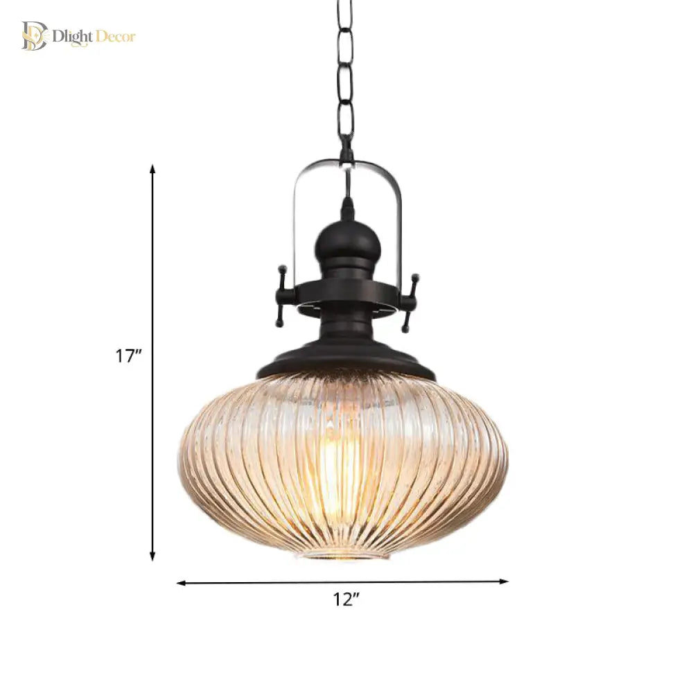 Evelyn’s Enchanting Embrace - Ribbed Glass Pendant Lamp