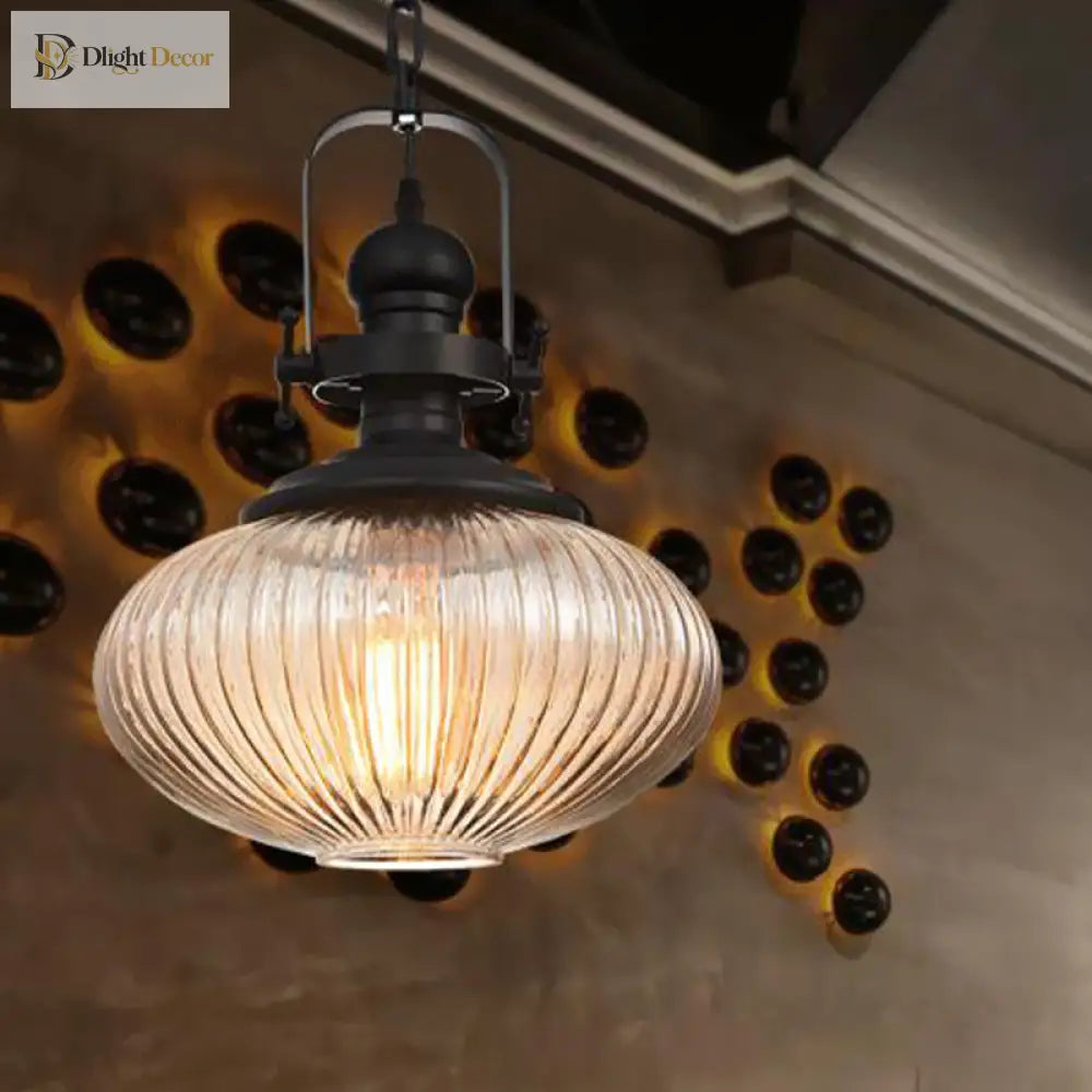 Evelyn’s Enchanting Embrace - Ribbed Glass Pendant Lamp