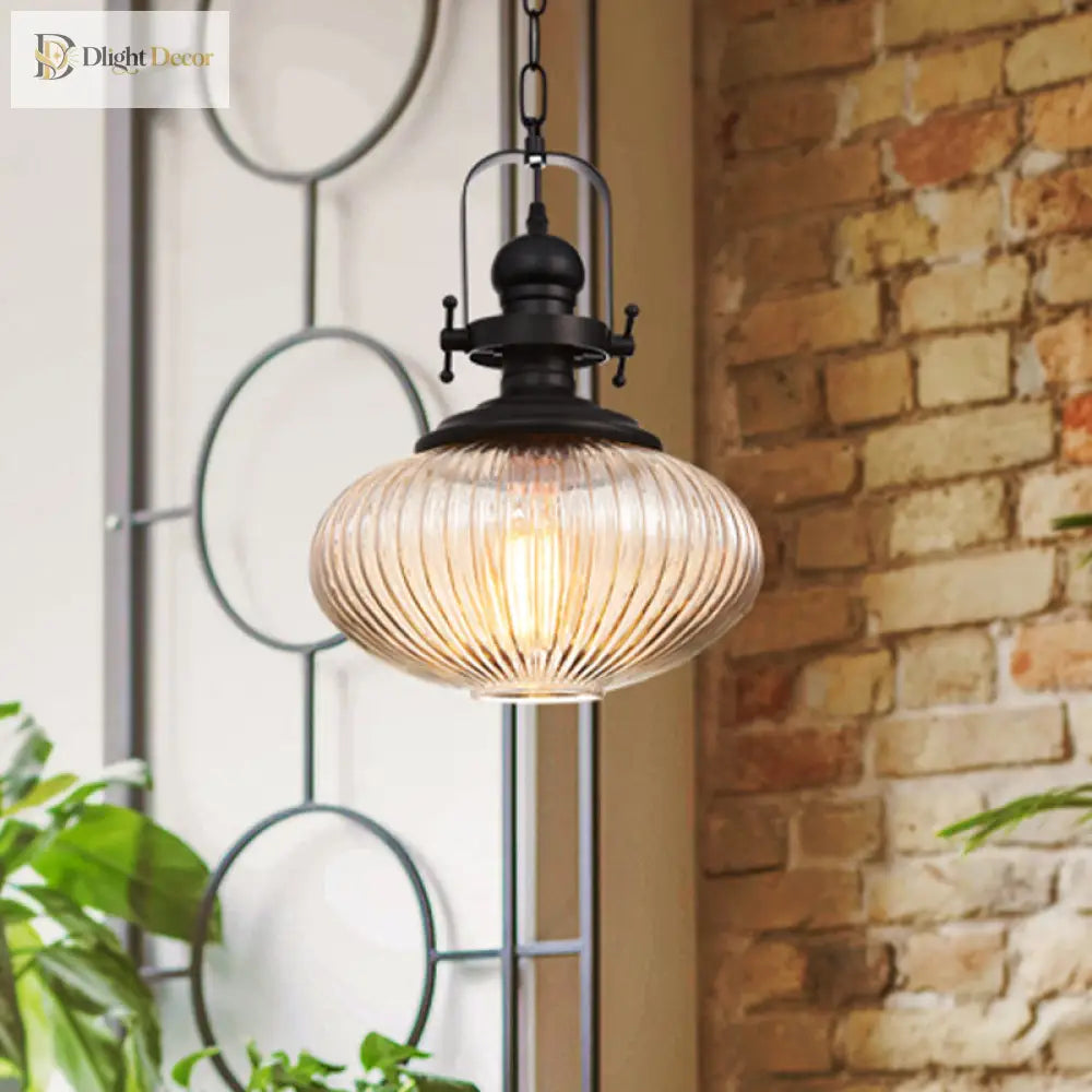 Evelyn’s Enchanting Embrace - Ribbed Glass Pendant Lamp