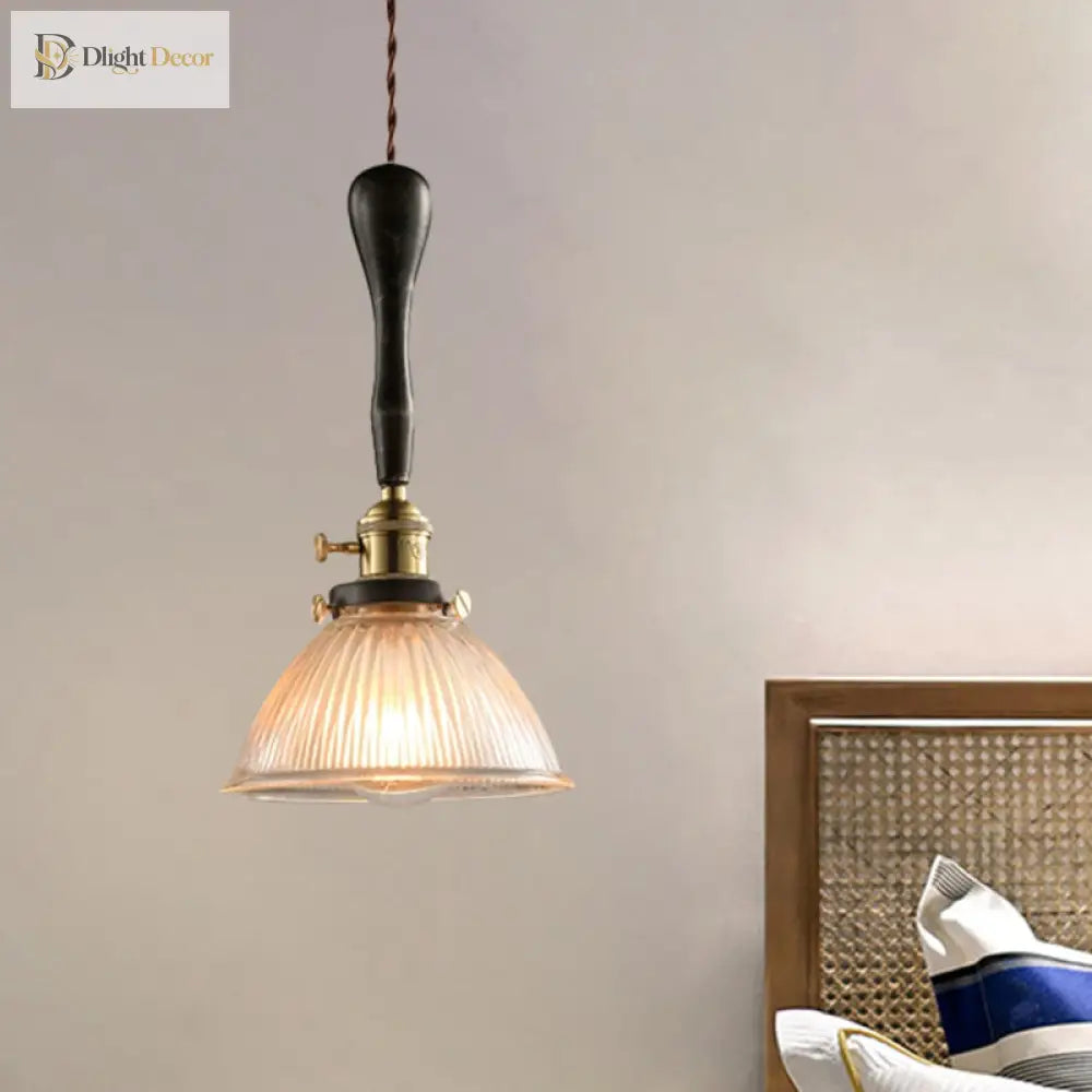 Evelyn - Modern Industrial Pendant Light With Ribbed Glass Shade
