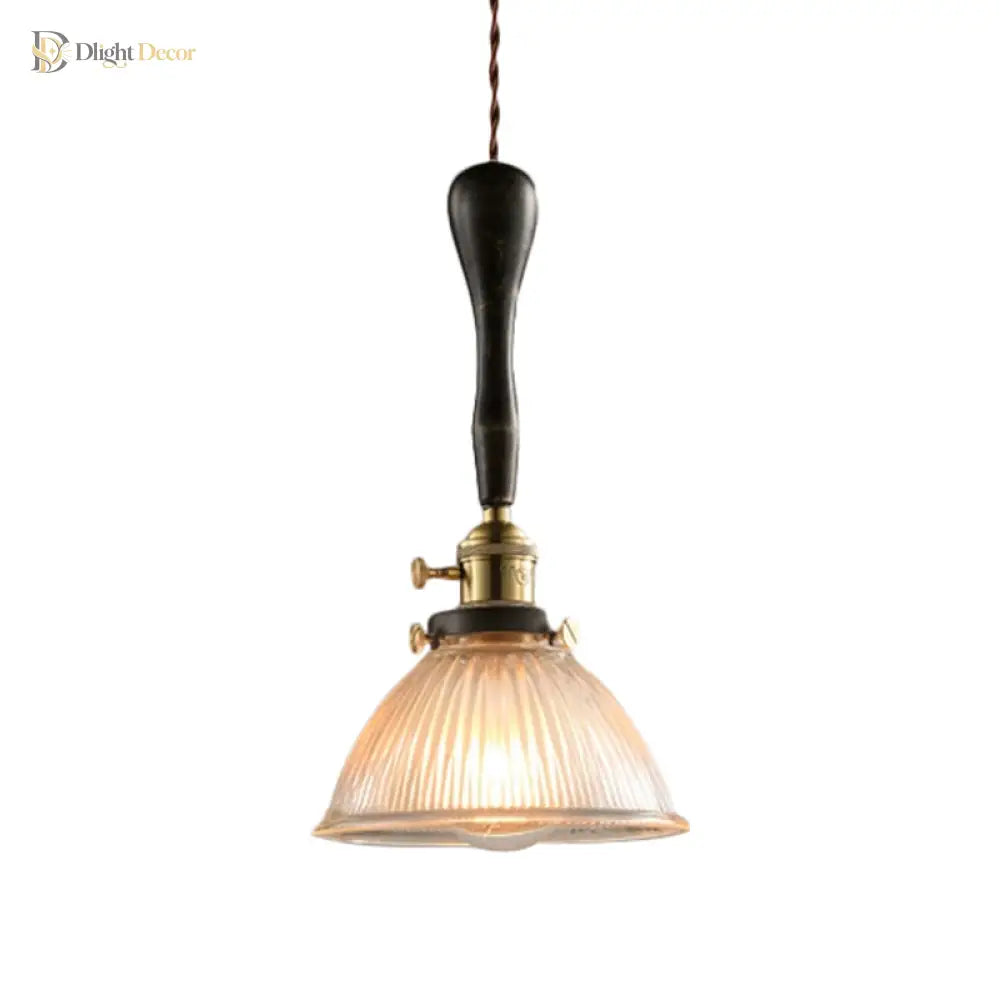 Evelyn - Modern Industrial Pendant Light With Ribbed Glass Shade