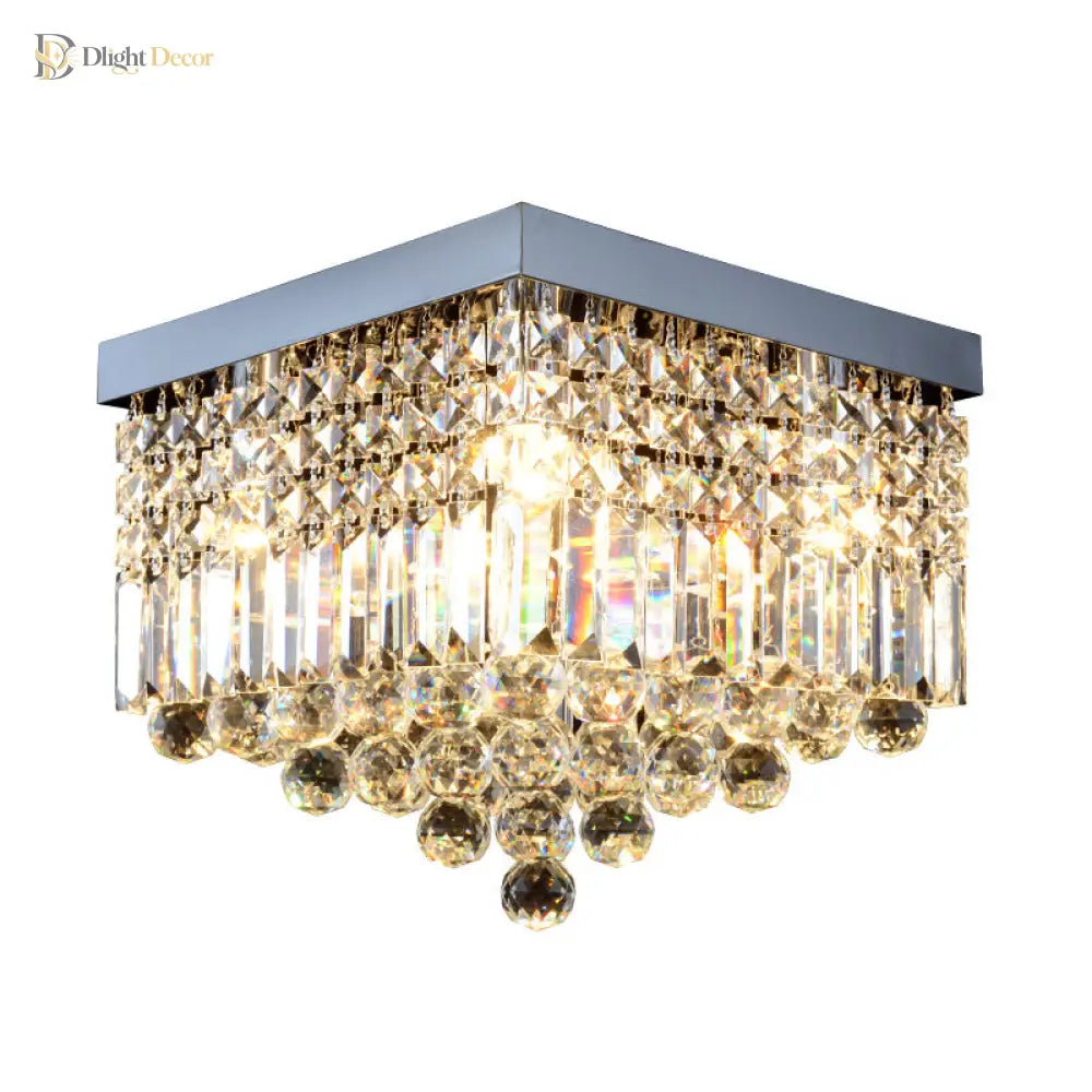 Prismatic Elegance: Modern Flush Mount Light With Faceted Crystal