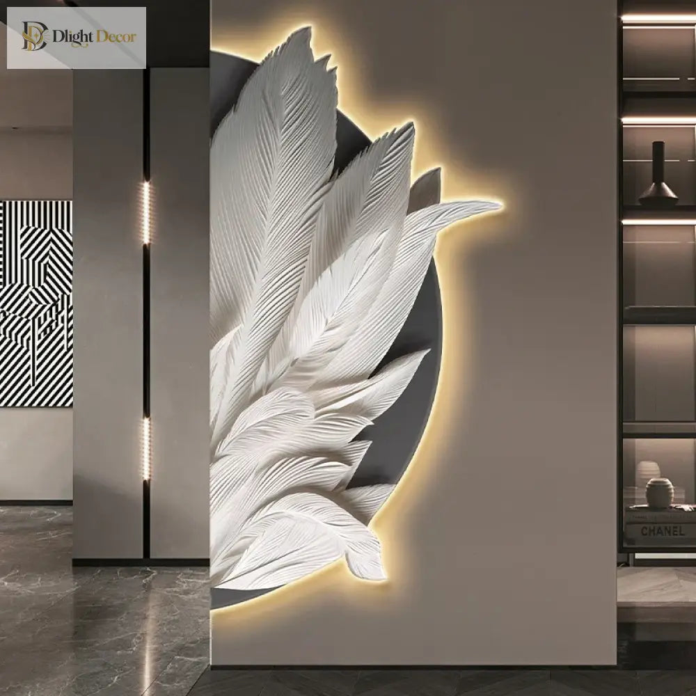 Dlight Decor Feather Mural LED Light for Entry Walls Wall Art