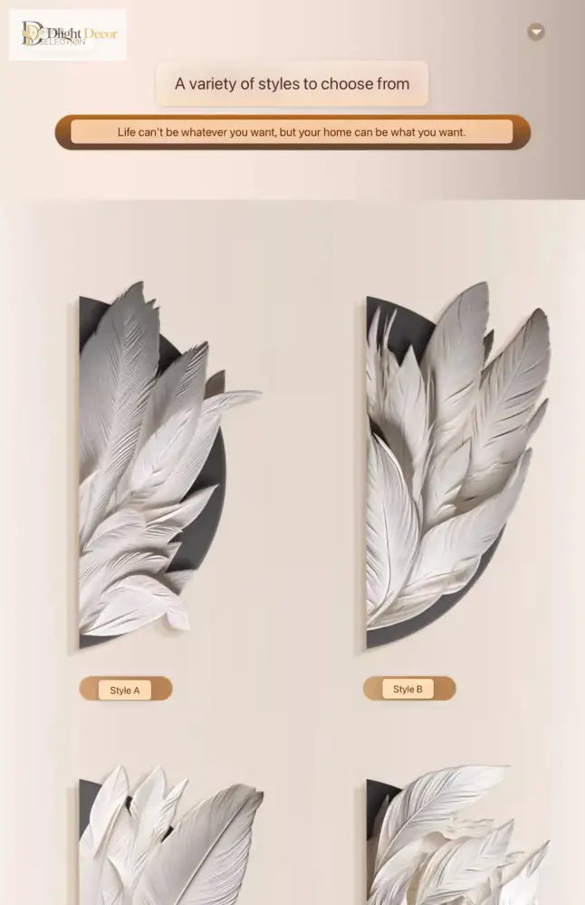 Dlight Decor Feather Mural LED Light for Entry Walls Wall Art
