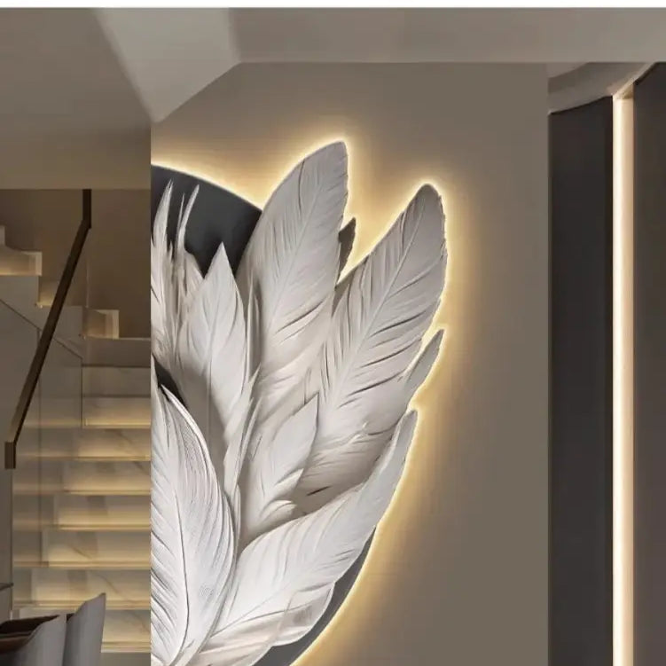 Dlight Decor Feather Mural LED Light for Entry Walls Wall Art