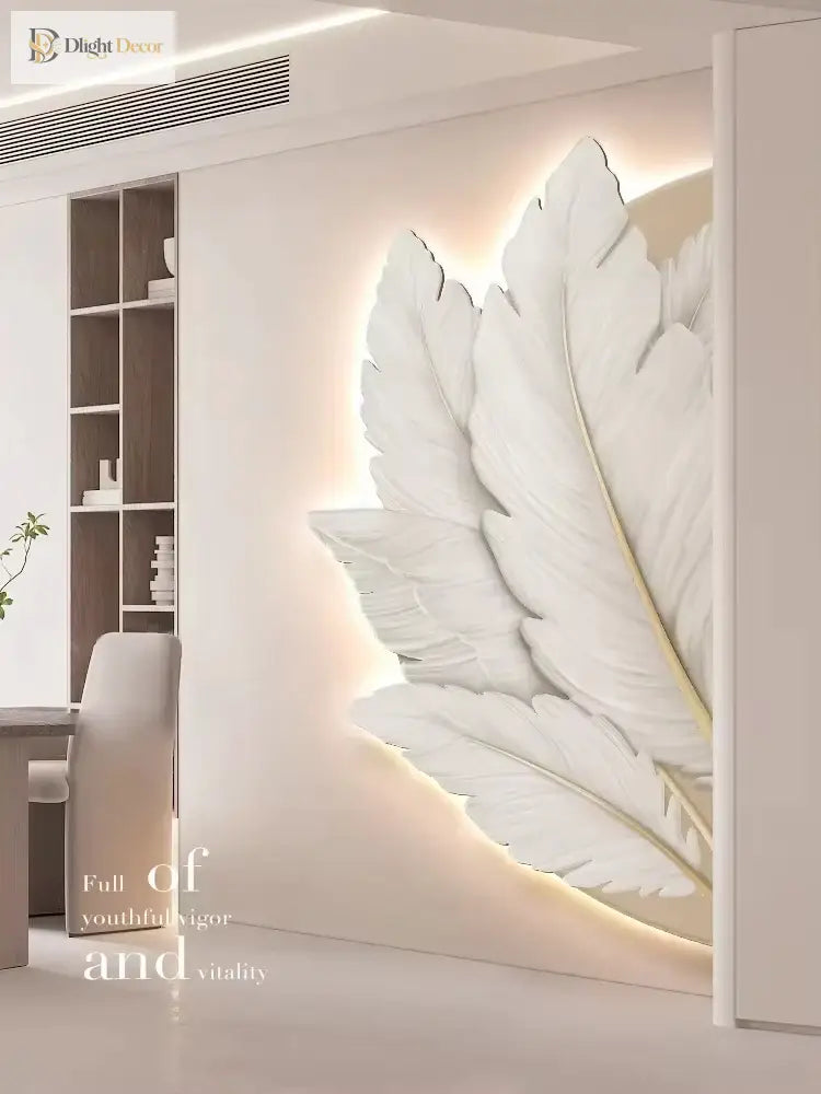 Dlight Decor Feather Mural LED Light for Entry Walls Wall Art