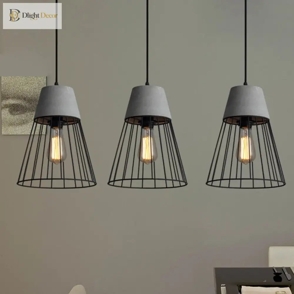 Finley - Modern Industrial Pendant Light With Tapered Shade And Wire Guard