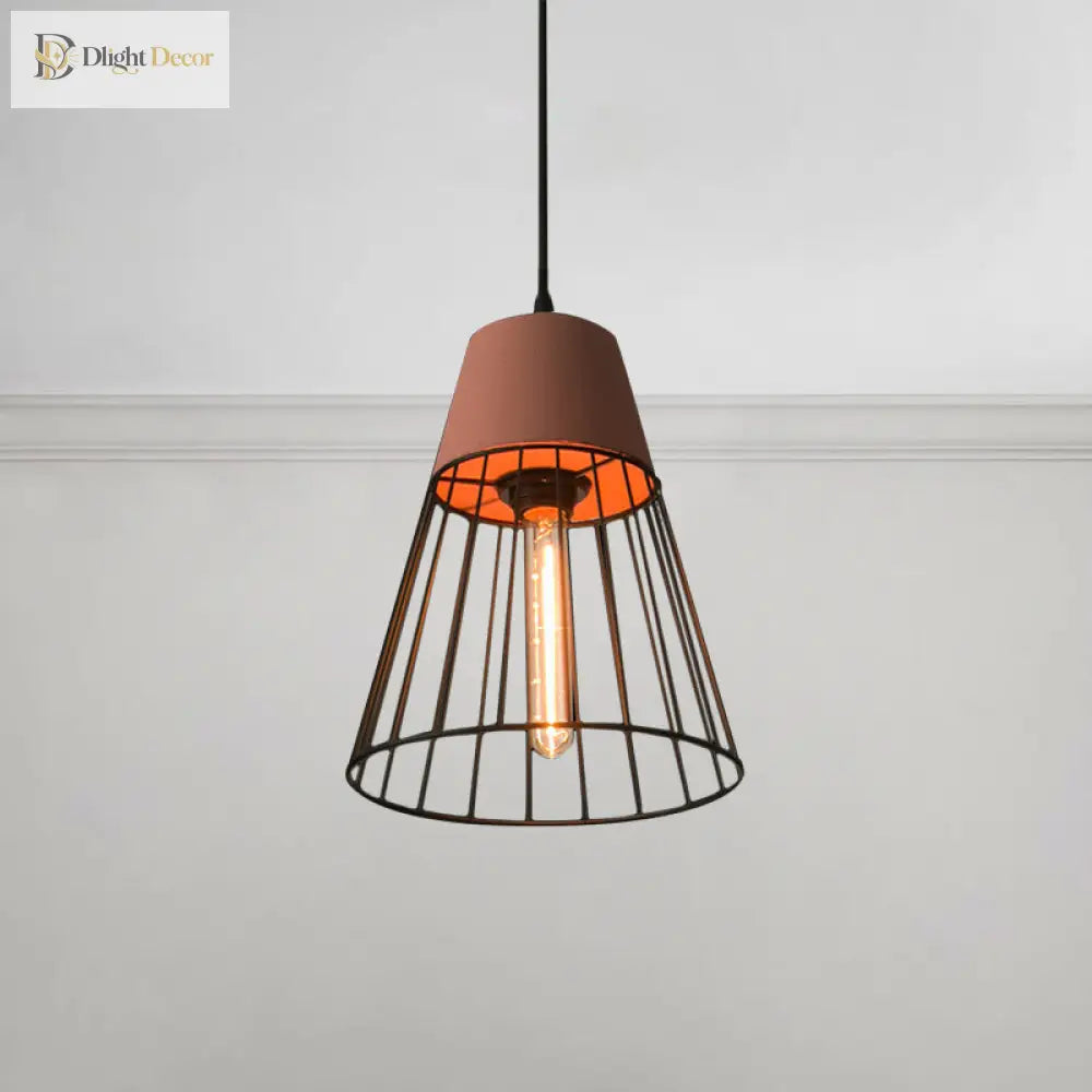 Finley - Modern Industrial Pendant Light With Tapered Shade And Wire Guard