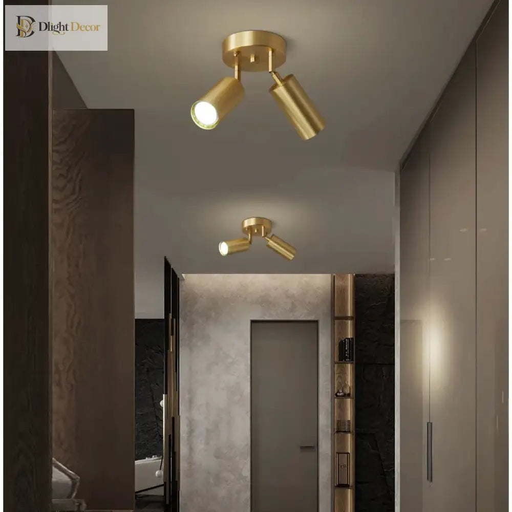 Fumi Modern Industrial Semi Flush Mount Ceiling Light Gold Classic Retro Fixture For Hallway