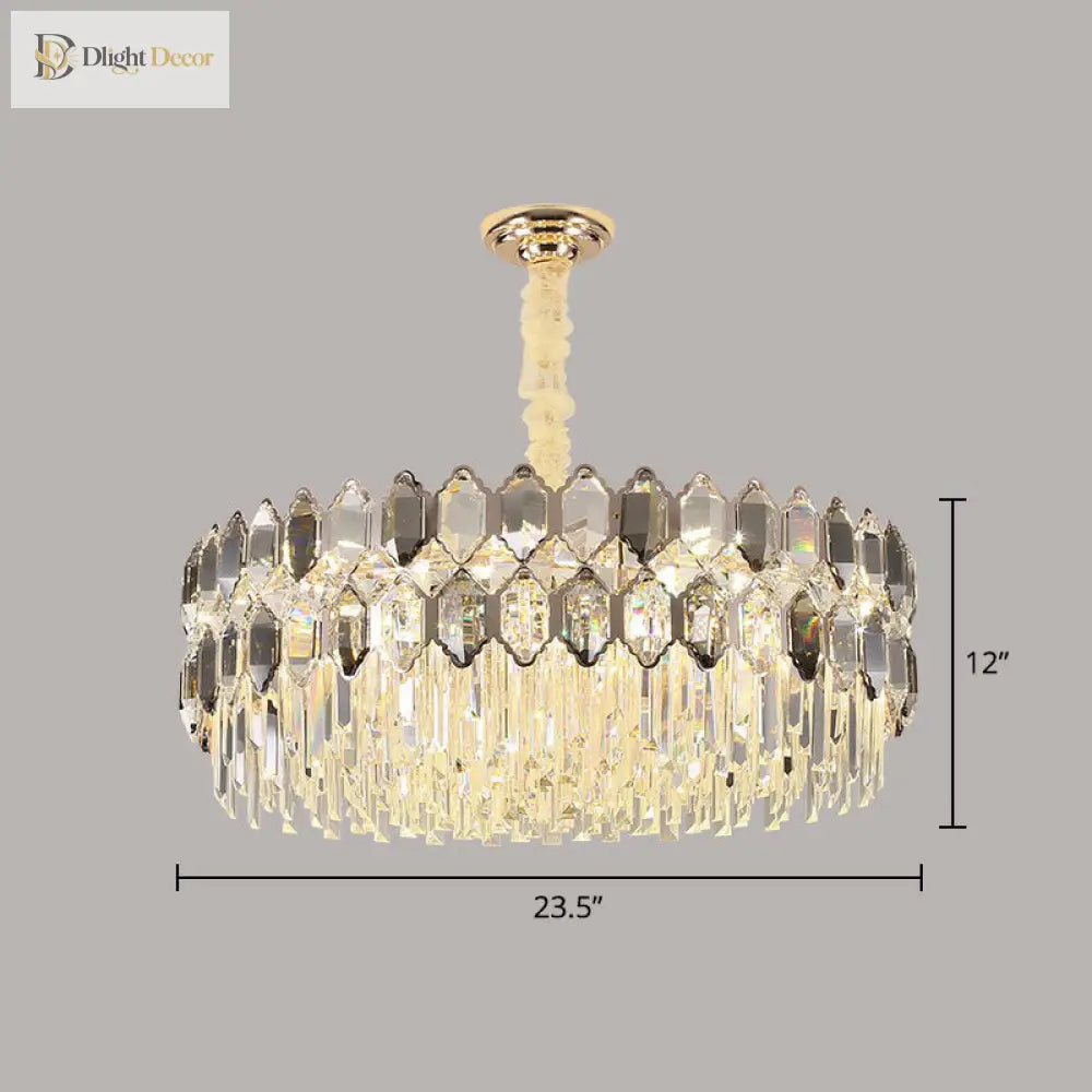 Gabriela Modern Crystal Chandelier - Smoke Grey Tiered Pendant (Multiple Sizes)