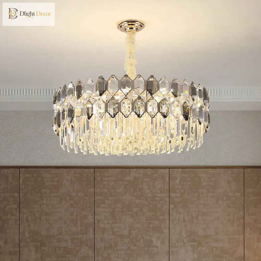 Gabriela Modern Crystal Chandelier - Smoke Grey Tiered Pendant (Multiple Sizes)