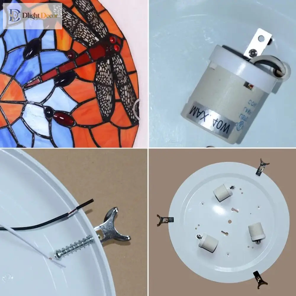European - Style Tiffany Round Glass Ceiling Lights - Elegant Illumination For Restaurants