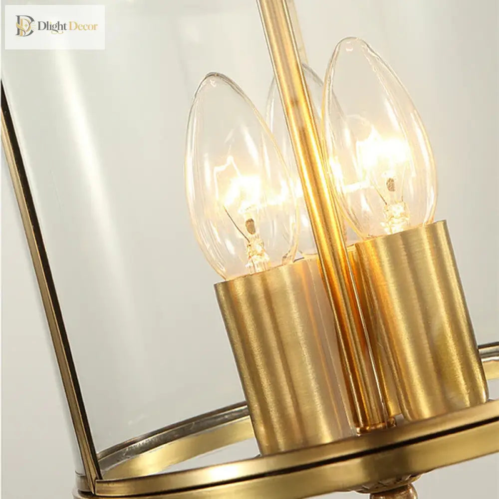 American Country Style Pendant Lamp - Bronze Glass Chandelier For Dining And Living Spaces Lights