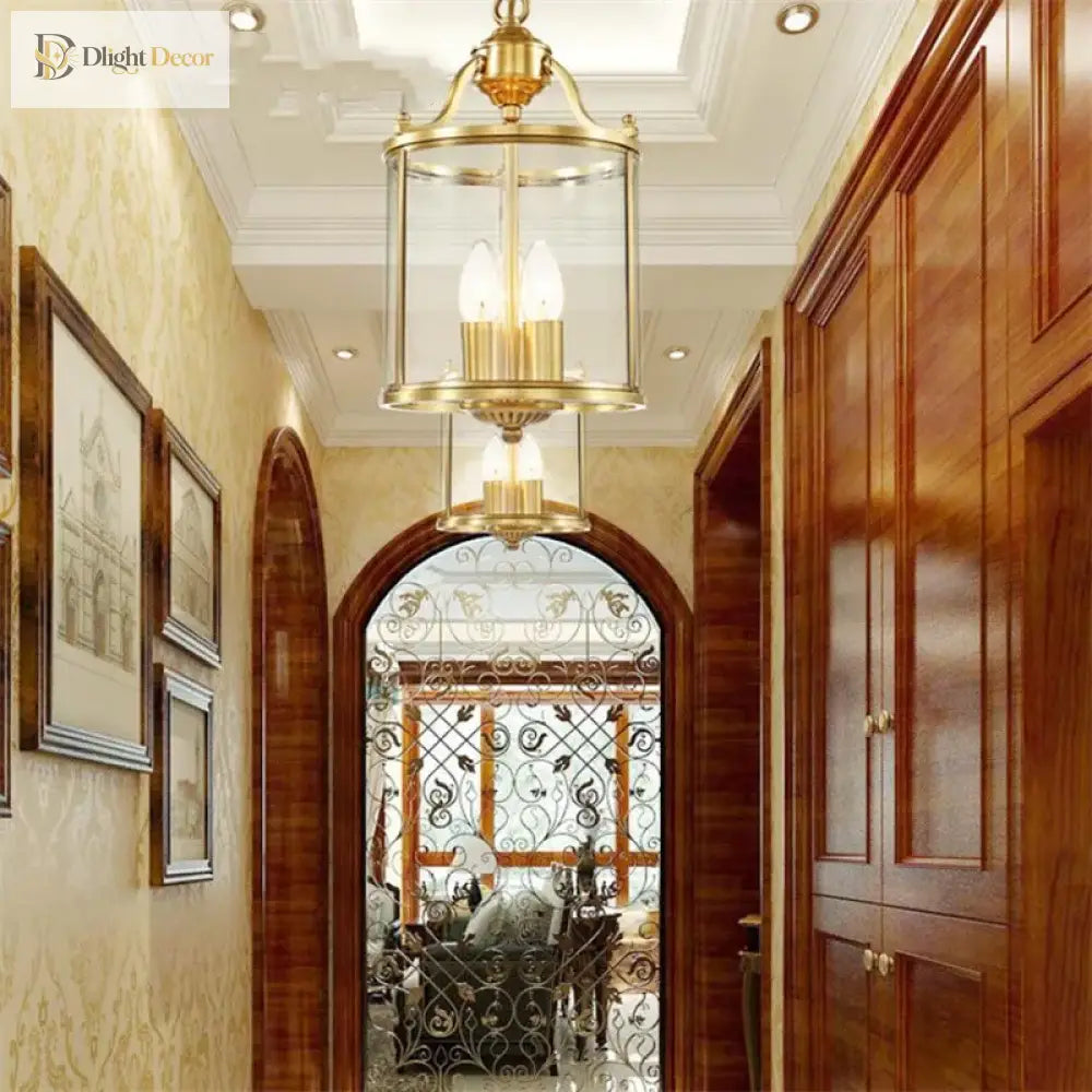 American Country Style Pendant Lamp - Bronze Glass Chandelier For Dining And Living Spaces Lights