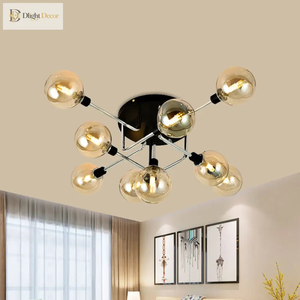 Modern Elegance: Glass Globe Semi - Flush Mount Ceiling Light