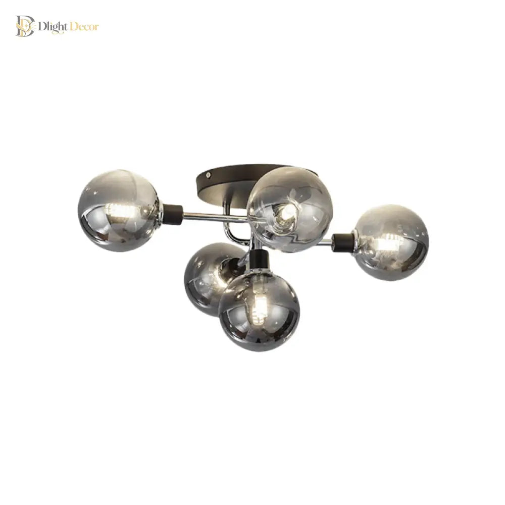 Modern Elegance: Glass Globe Semi - Flush Mount Ceiling Light