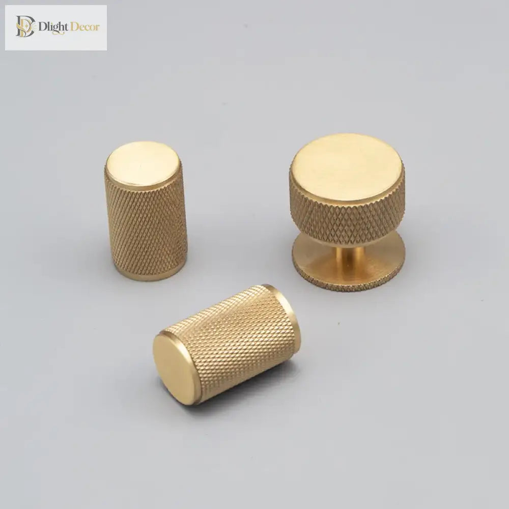 Gold and Bronze Knurled Brass Knobs – Modern Single-Hole Cabinet and Drawer Pulls knob