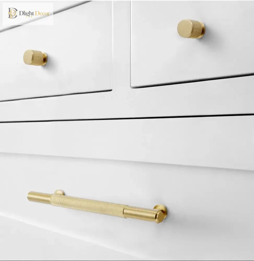 Gold Brass Cabinet Handles – Liner Knobs and Kitchen Drawer Bar Pulls for Furniture Handles
