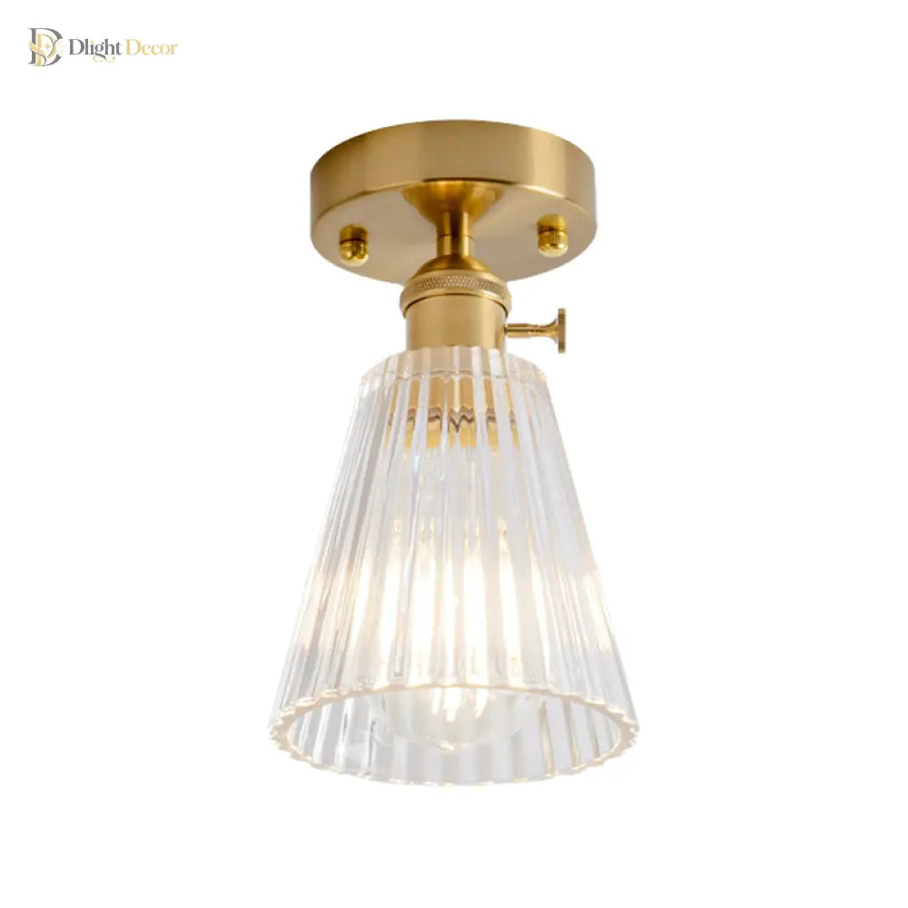 Industrial Chic Meets Modern Versatility: The Clear Glass Single - Light Gold Ceiling Light