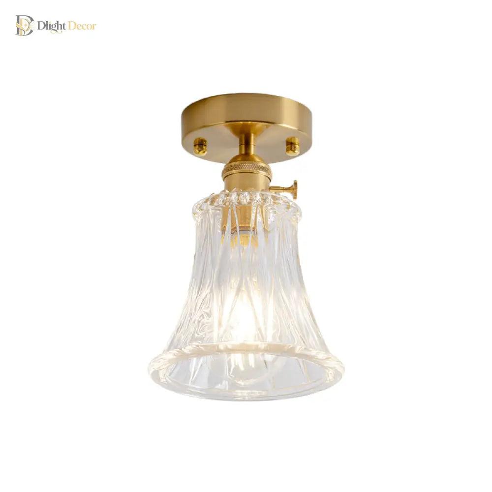 Industrial Chic Meets Modern Versatility: The Clear Glass Single - Light Gold Ceiling Light