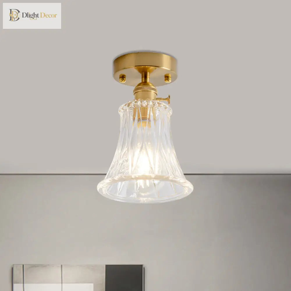 Industrial Chic Meets Modern Versatility: The Clear Glass Single - Light Gold Ceiling Light