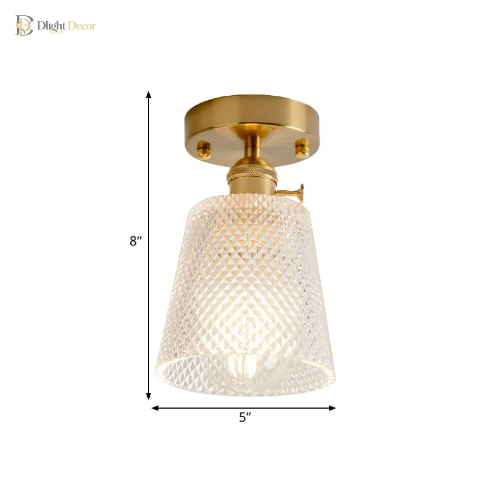 Industrial Chic Meets Modern Versatility: The Clear Glass Single - Light Gold Ceiling Light