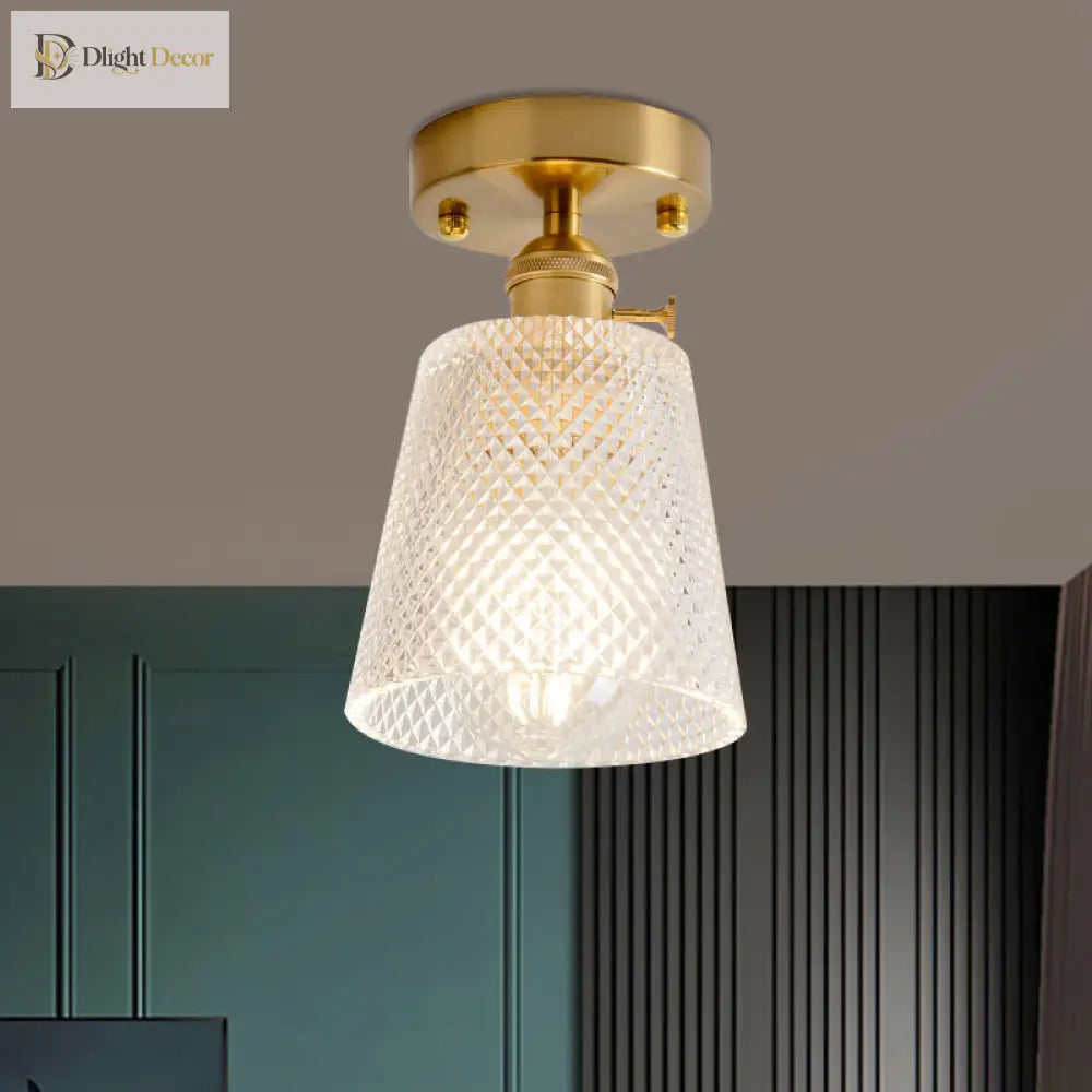 Industrial Chic Meets Modern Versatility: The Clear Glass Single - Light Gold Ceiling Light