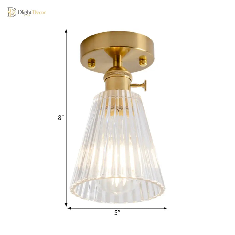 Industrial Chic Meets Modern Versatility: The Clear Glass Single - Light Gold Ceiling Light