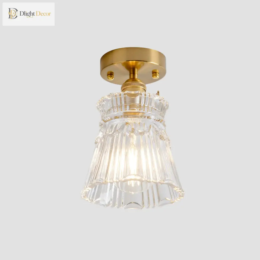 Industrial Chic Meets Modern Versatility: The Clear Glass Single - Light Gold Ceiling Light