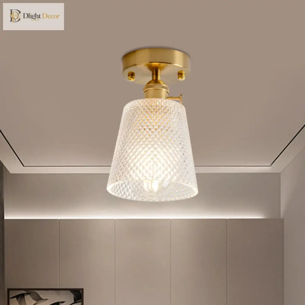 Industrial Chic Meets Modern Versatility: The Clear Glass Single - Light Gold Ceiling Light