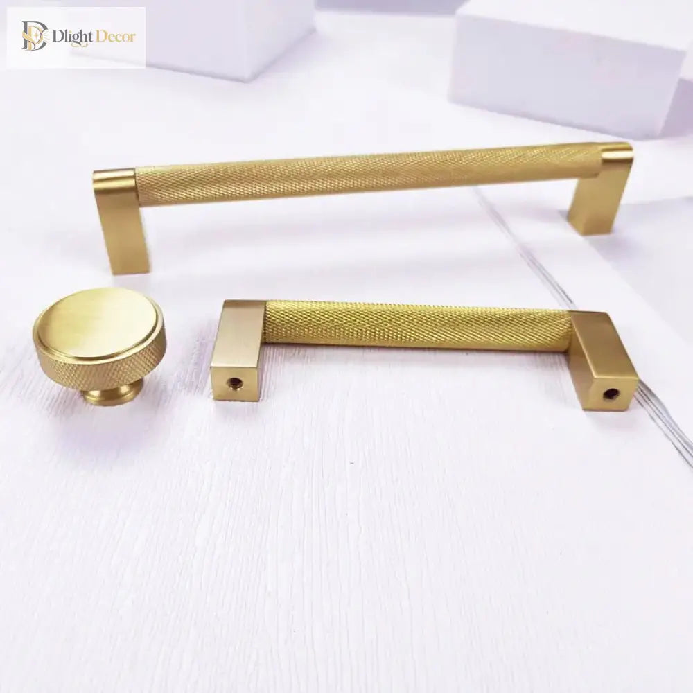 Gold Knurled Cabinet Handles – Textured Furniture Door Knobs and Wardrobe Pulls Handles
