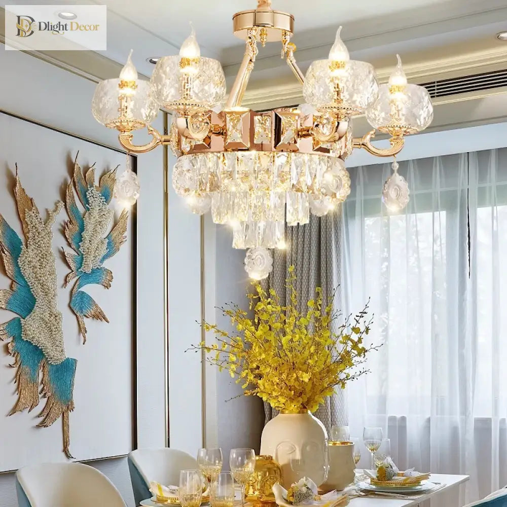 Grand European Style Crystal Pendant Lamp - High - Grade Luxury For Living Rooms Dining Areas And