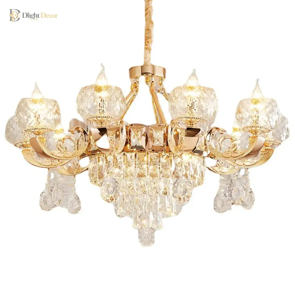 Grand European Style Crystal Pendant Lamp - High - Grade Luxury For Living Rooms Dining Areas And
