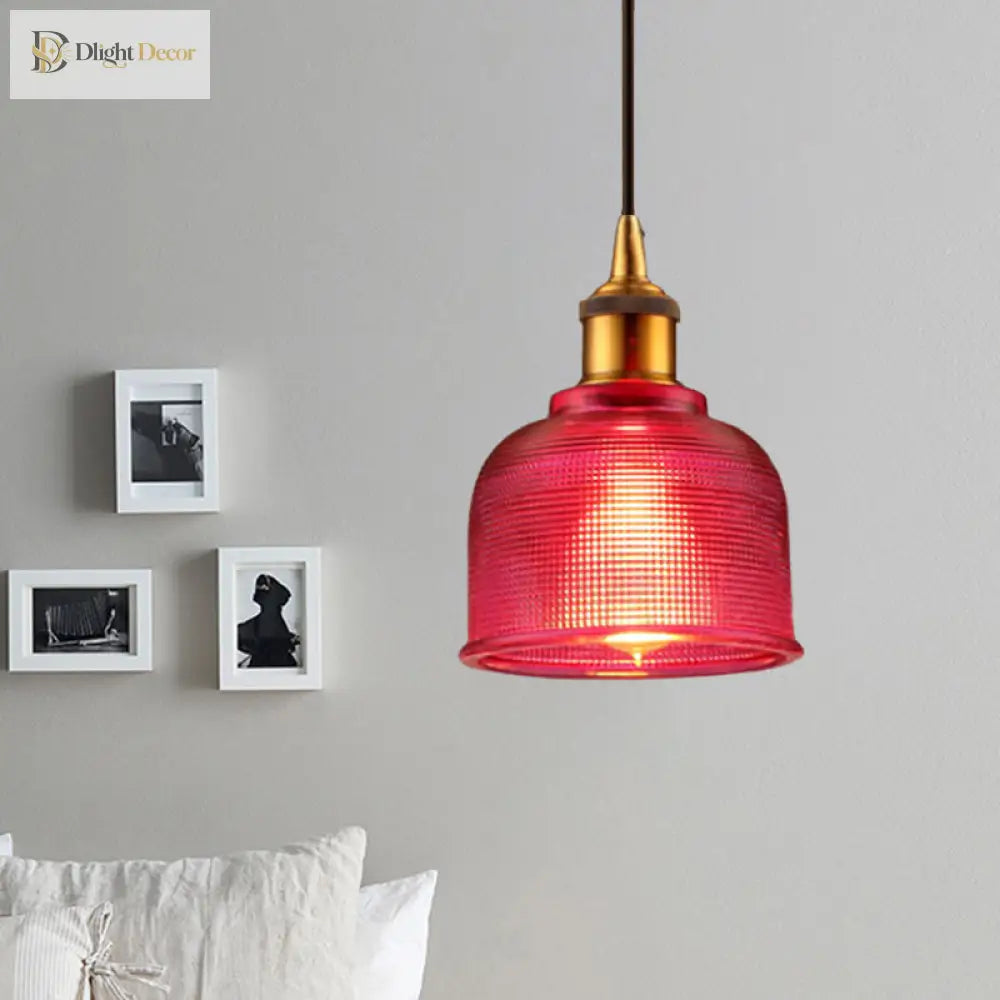 Sadie Modern Glass Pendant - Grid Design In Striking Colors