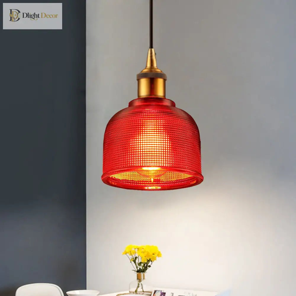 Sadie Modern Glass Pendant - Grid Design In Striking Colors