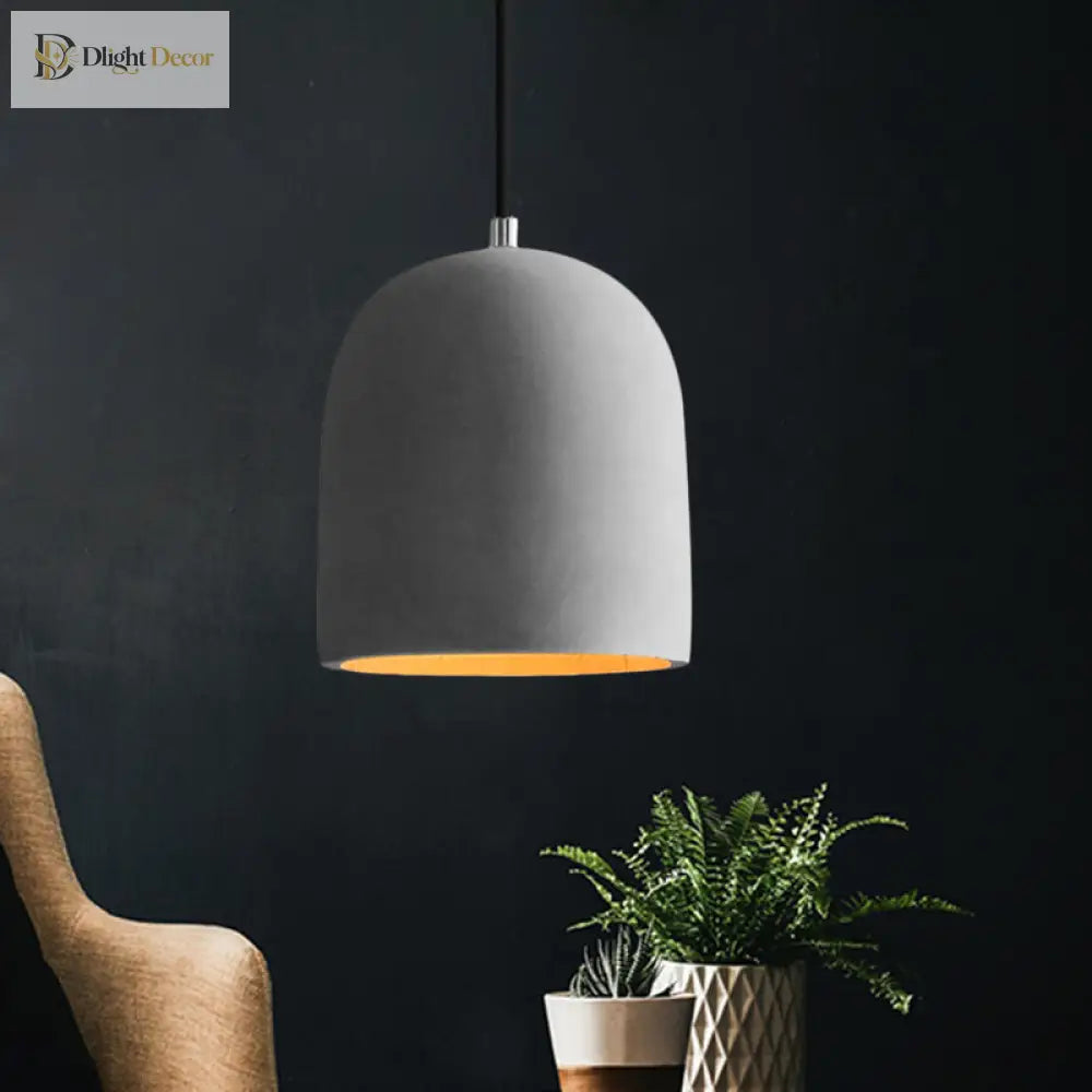 Hadley Industrial Pendant Lamp: Grey Cement Dome For Vintage Charm
