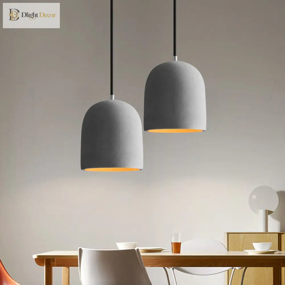 Hadley Industrial Pendant Lamp: Grey Cement Dome For Vintage Charm